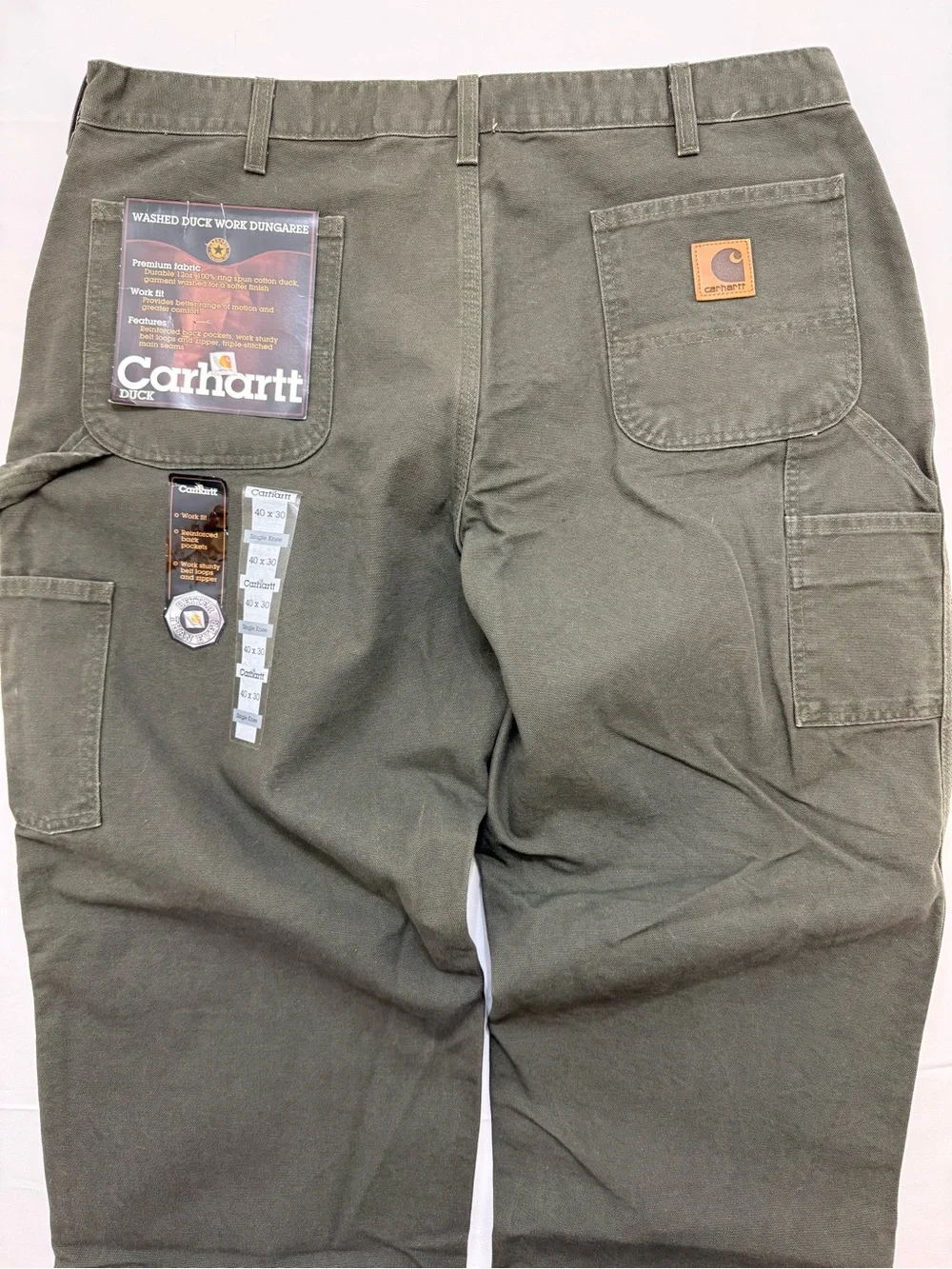 NWT Men's Carhartt Duck Green B11-MOS Carpenter Pants 40 x 30 - Picture 2 of 10